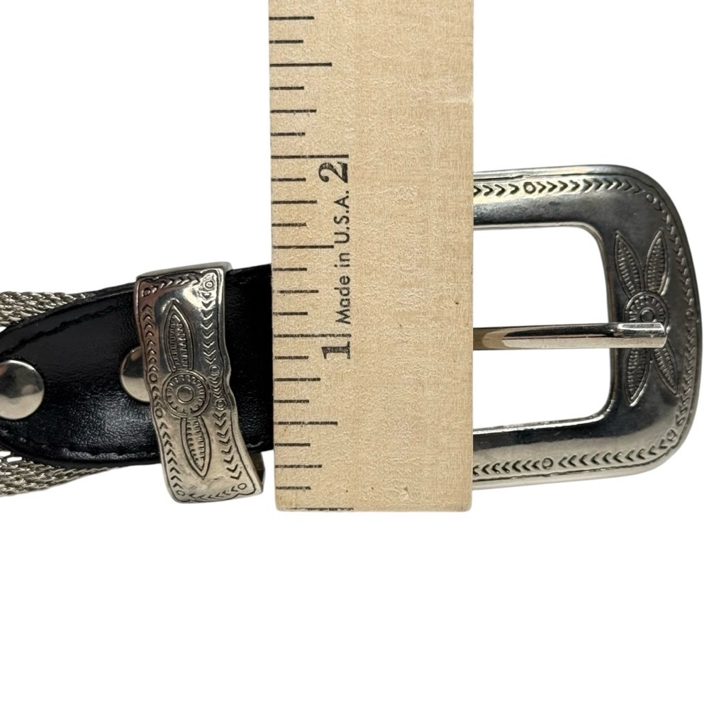 Vintage Metal Belt Beaded Adjustable Silver Rare Western Cowgirl Rodeo Turquoise - Picture 10 of 10